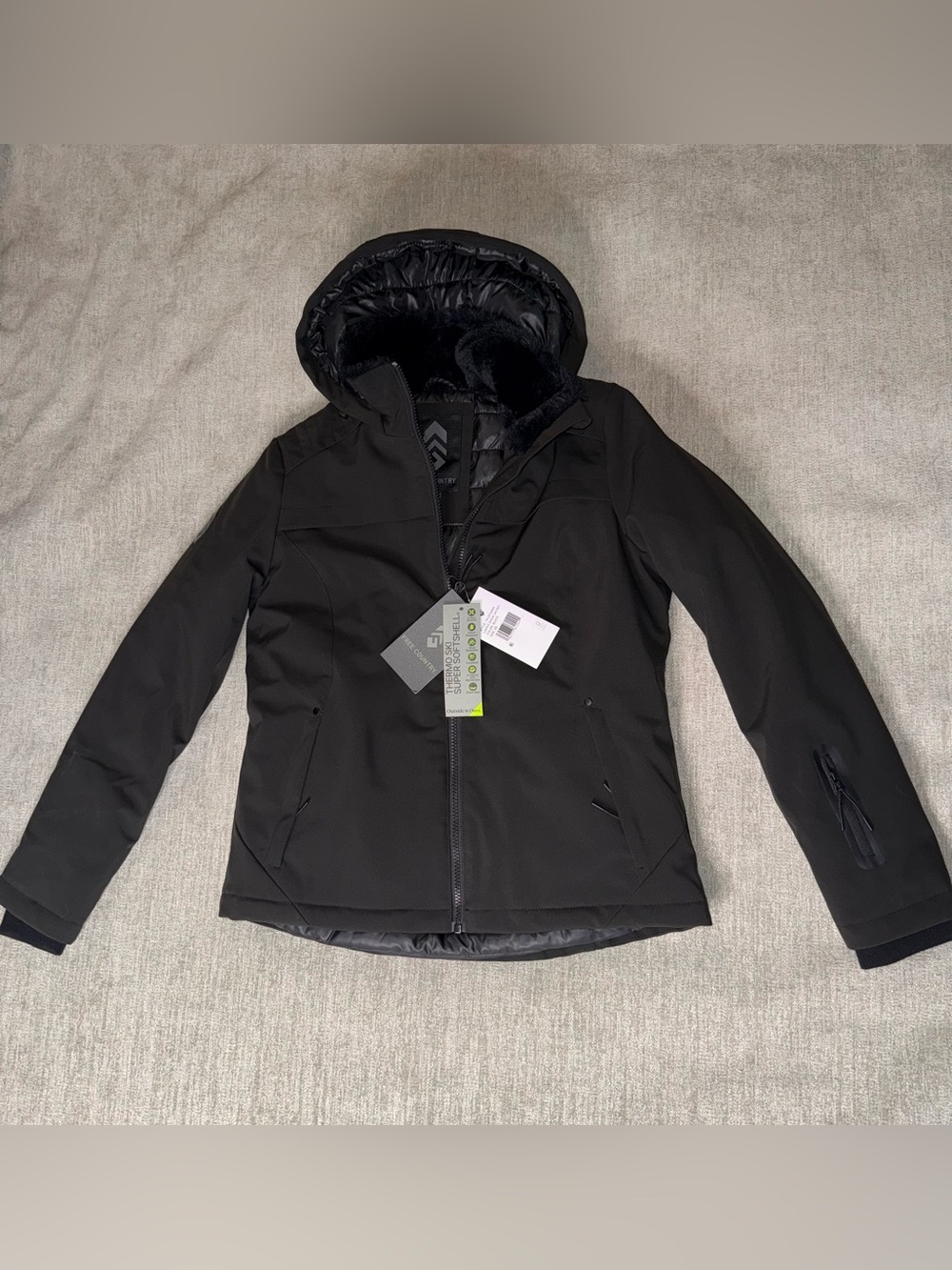 Free Country Women’s Thermo Ski Super Softshell Snow Jacket Black XS NWT